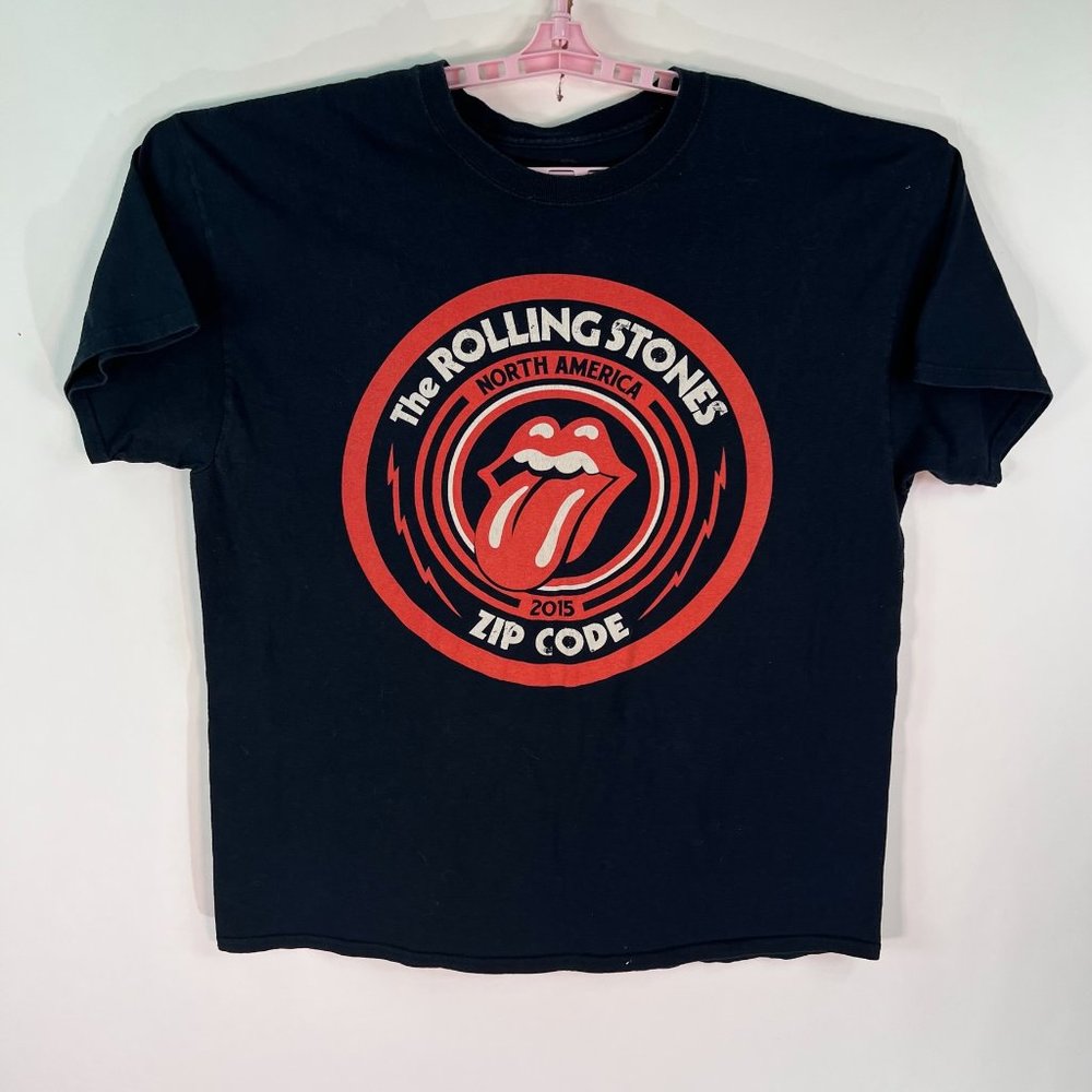 Rolling Stones Zip Code Adult Size XL Black Distressed Graphic Tee Zip Code